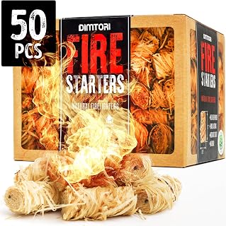 50 pcs Grill Starter for Indoor and Outdoor Use, Natural, Eco-Friendly Firelighters for Grills, Smokers, Fire Pits, Wood Stoves - Waterproof, All-Weather Camping Natural Starters