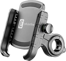 cellularline | Rider Steel – Universal – Aluminium Smartphone Holder for Round Handlebar Motorcycle and Bike – Universal for All Mobile Phones – 360 Rotation – Stable and Solid