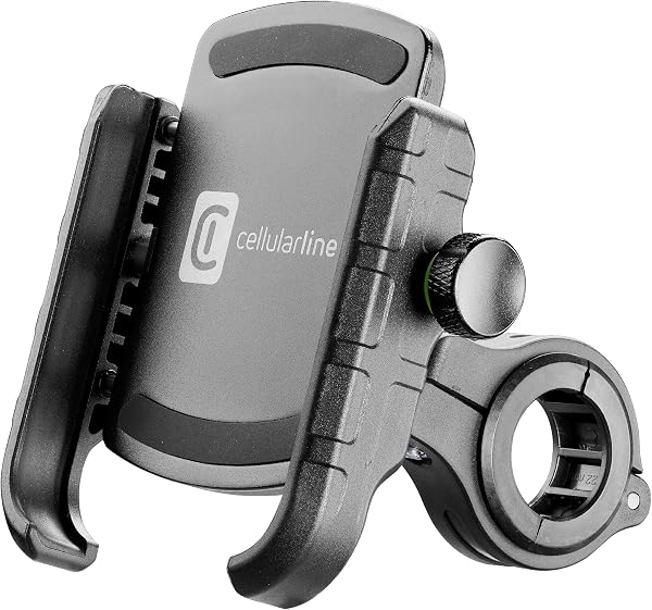 cellularline | Rider Steel – Universal – Aluminium Smartphone Holder for Round Handlebar Motorcycle and Bike – Universal for All Mobile Phones – 360 Rotation – Stable and Solid - 1