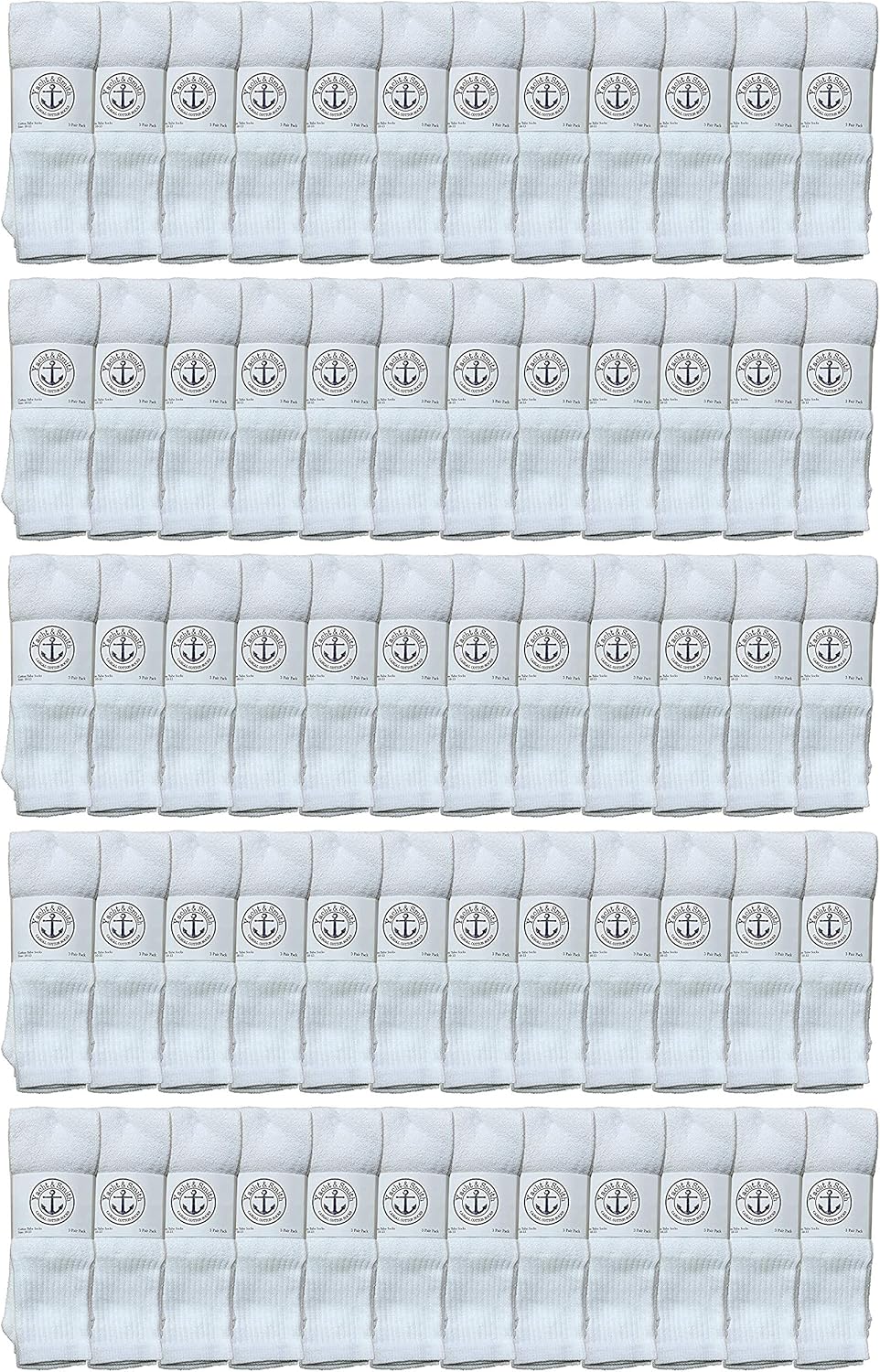 SOCKS'NBULK 60 Pairs Wholesale Bulk Sport Cotton Mens Crew, Ankle, Tube Socks, Size 13-16