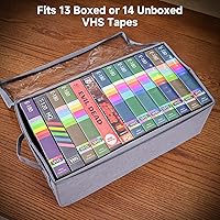Vista 4 de Caja de almacenamiento VHS – Pack de 2 organizadores de cintas de casete con tapa de PVC transparente – Caja de almacenamiento apilable que contiene