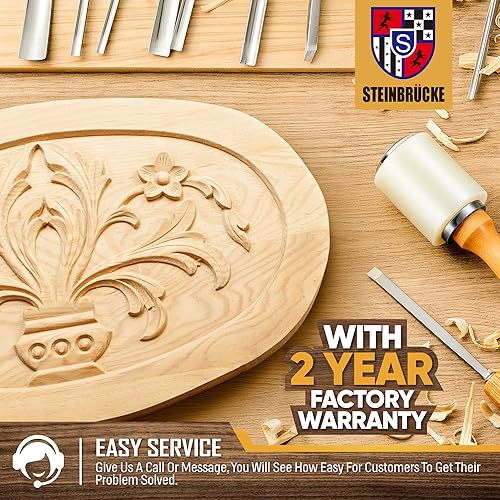 Miniatura 7 de Kit de tallado de madera, herramientas de tallado de madera, juego de 12 cinceles y mazo de madera con gubias para caja de lona, juego de cinceles