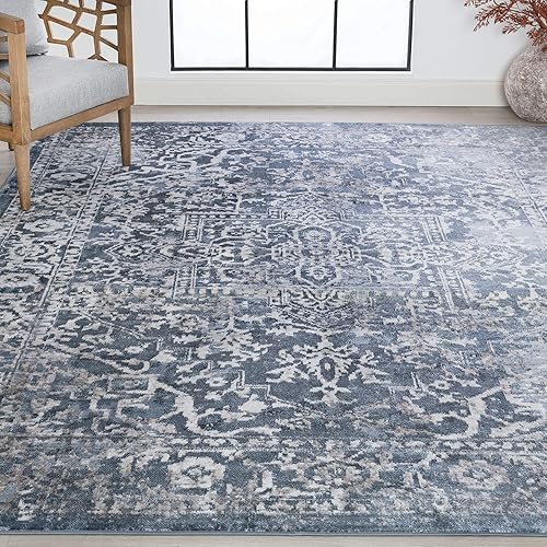 Cinda Blue Modern - Alfombra de área de 5 x 7, 5 x 7, alfombras para sala de estar, comedor, alfombra de dormitorio, alfombra de cocina, alfombra de