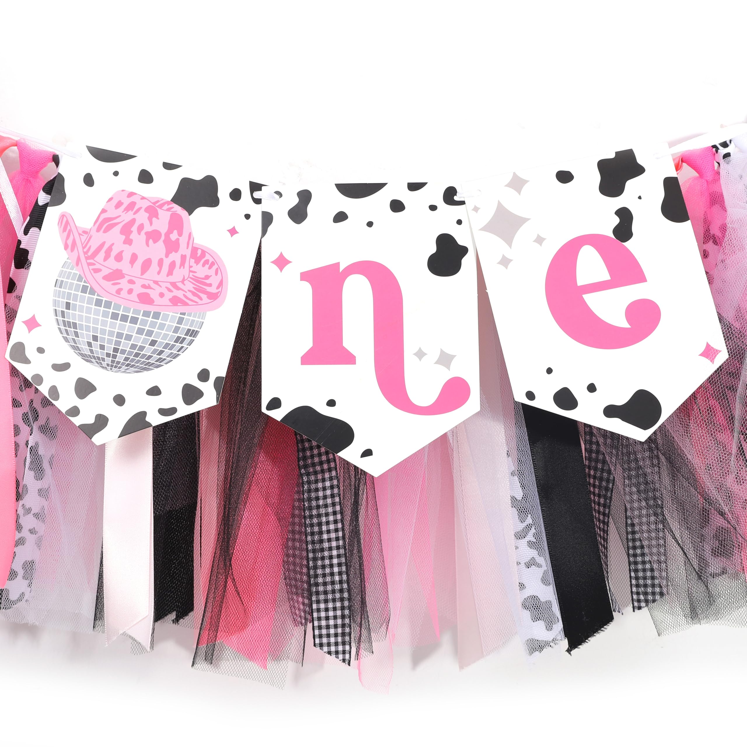 Disco Cowgirl 1st Birthday Decorations Kit – Balloon Garland, Cake Topper, Banner, Curtains For 'Man I Feel Like I'm One' Party - View #2
