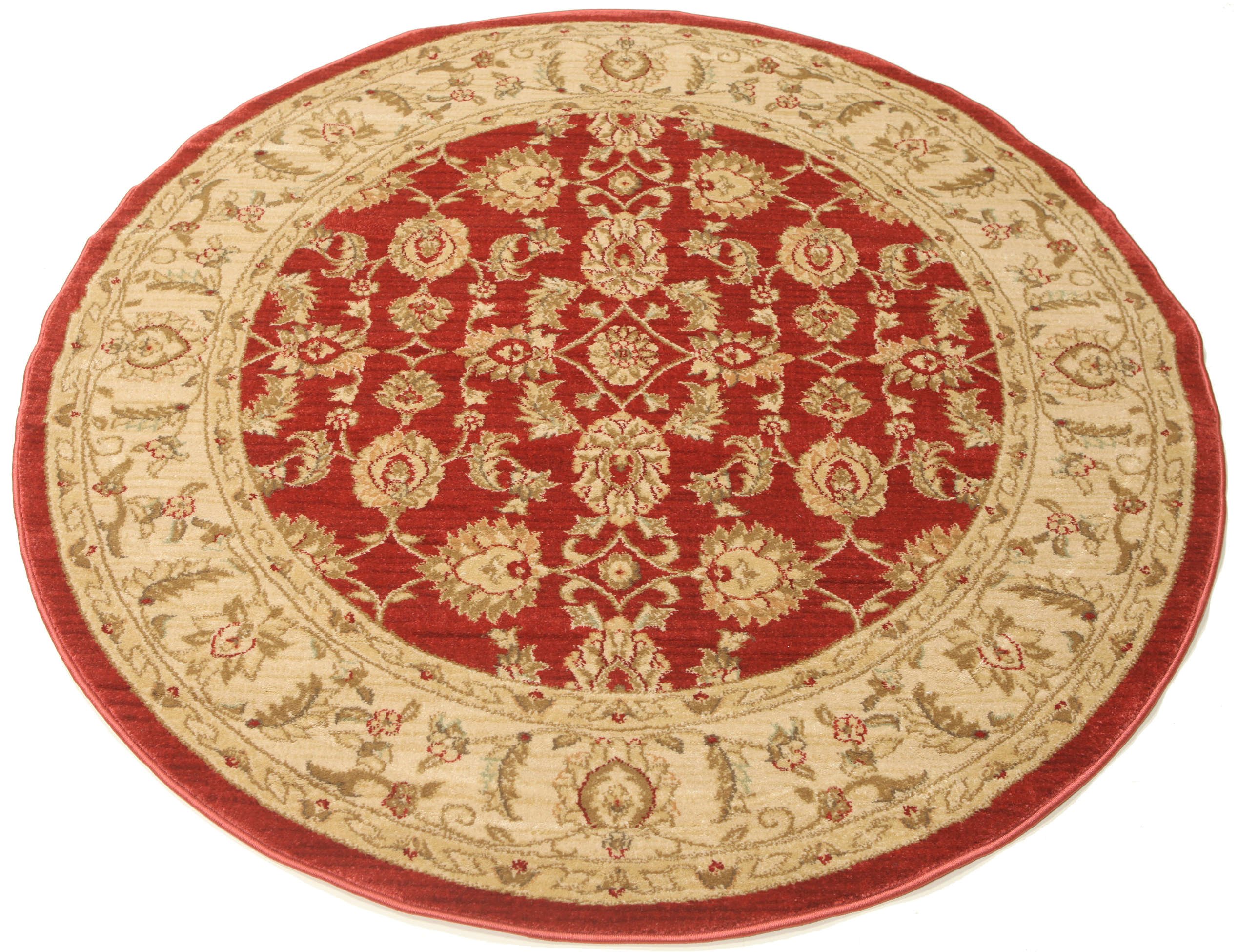 RugVista Ziegler Kaspin Teppich, Ø 150 cm, Rot | Orientalische, Rund, Niedriger Stapel, Nur chemische Reinigung, Oeko-Tex 100, Wohnzimmer, Esszimmer, Schlafzimmer, Küche