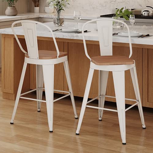 Aklaus Swivel Metal Bar Stools 30 inch Swivel Bar Height