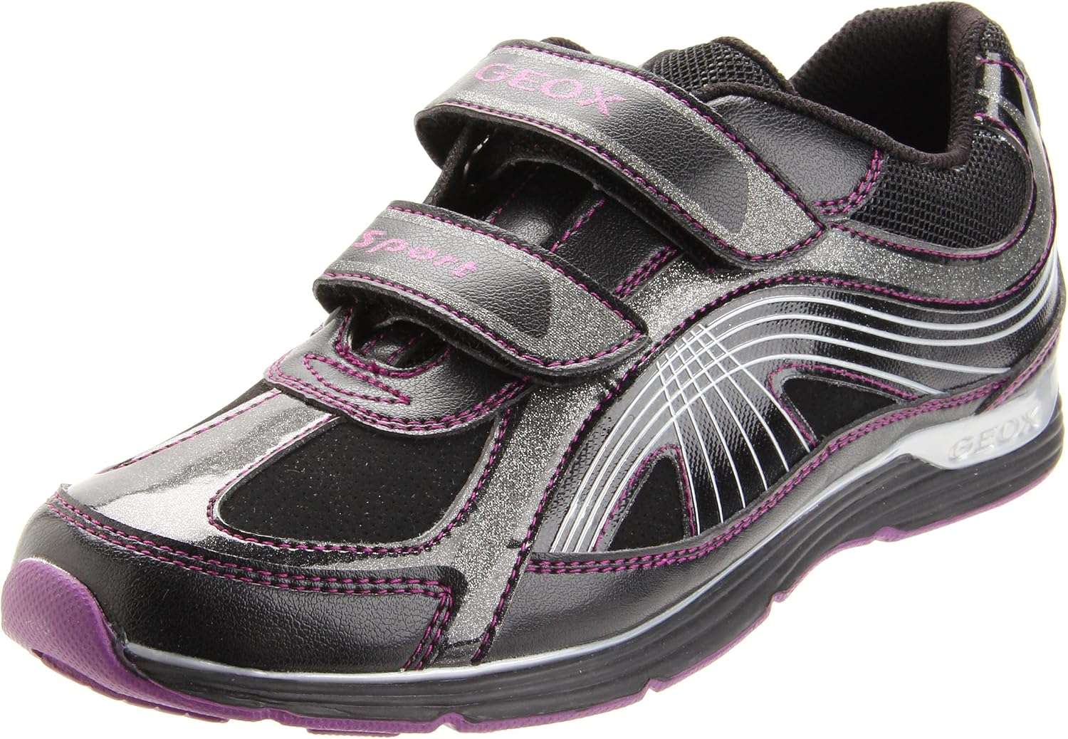 Geox Noemi 9 Hook and Loop Sneaker (Toddler/Little Kid/Big Kid),Black,27 EU (10 M US Toddler)