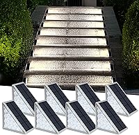 Vista 13 de Luces LED Solares para Escalones Impermeables Luces de Escalera para Exteriores, Luz Solar de Cubierta Blanca Cálida IP67 Luces de Decoración