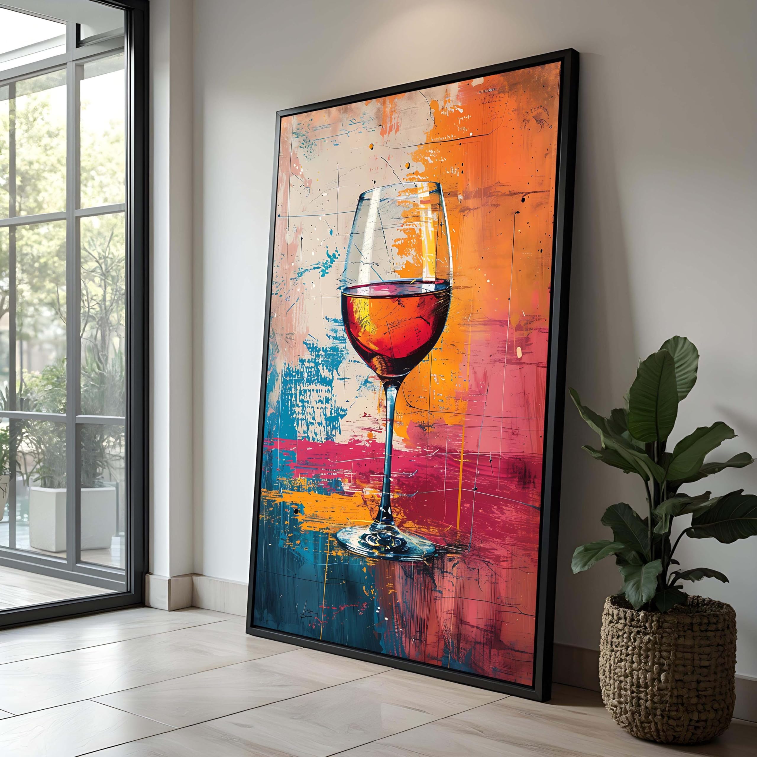 CAOXTART Abstract Wine Glass Art Canvas Print: Modern Bar Wall Pictures, Kitchen Restaurant Decor Canvas Wall Art(40x60cm/Frameless)