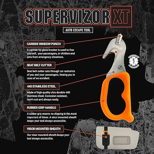 Miniatura 4 de Herramienta Auto Escape StatGear SuperVizor XT: Gancho para cortar el cinturón de seguridad o romper la ventana. La única herramienta de rescate que