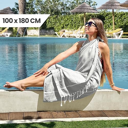 Miniatura 2 de Utopia Towels Paquete de 2 toallas turcas de playa (40 x 72 pulgadas), de gran tamaño, 100% algodón, sin arena, ligeras, absorbentes, de secado