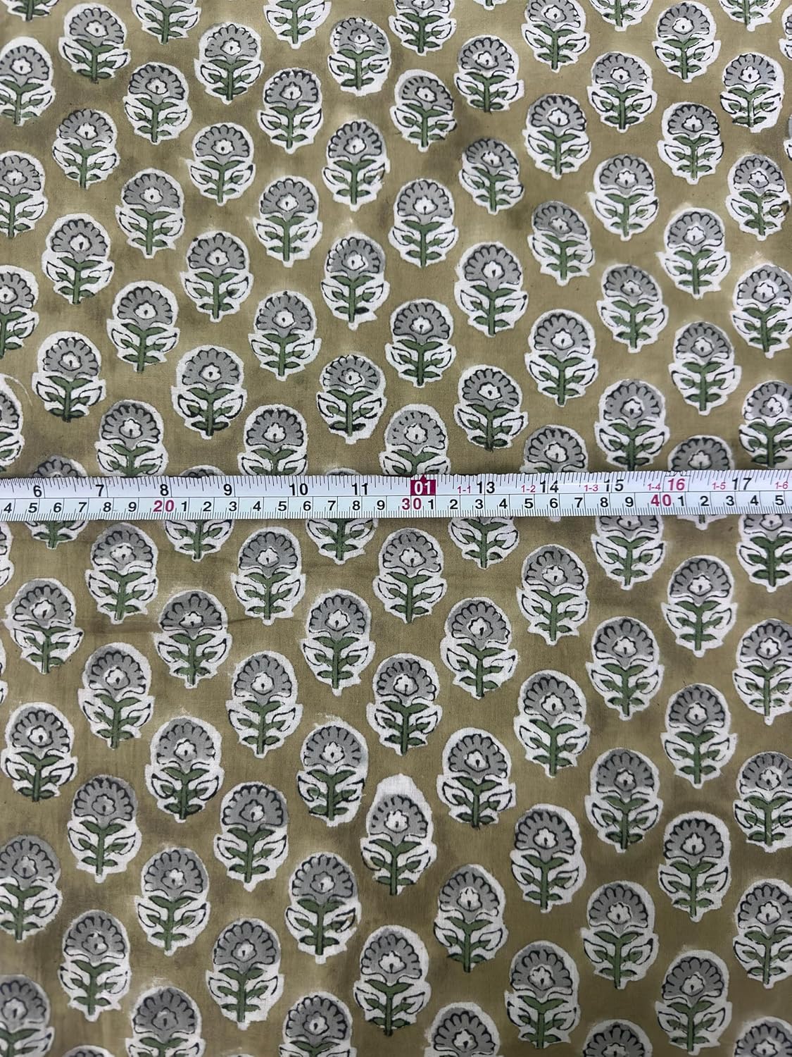 COTSILER Hand Block Print Fabric by The Yard PRECUT 42 Inch Width100% Cotton Material Light Weight Indian Cloth for Making Summer Dress Tops Indian Fabric For Crafting Home Decore. (Design 15, 3 Yard)