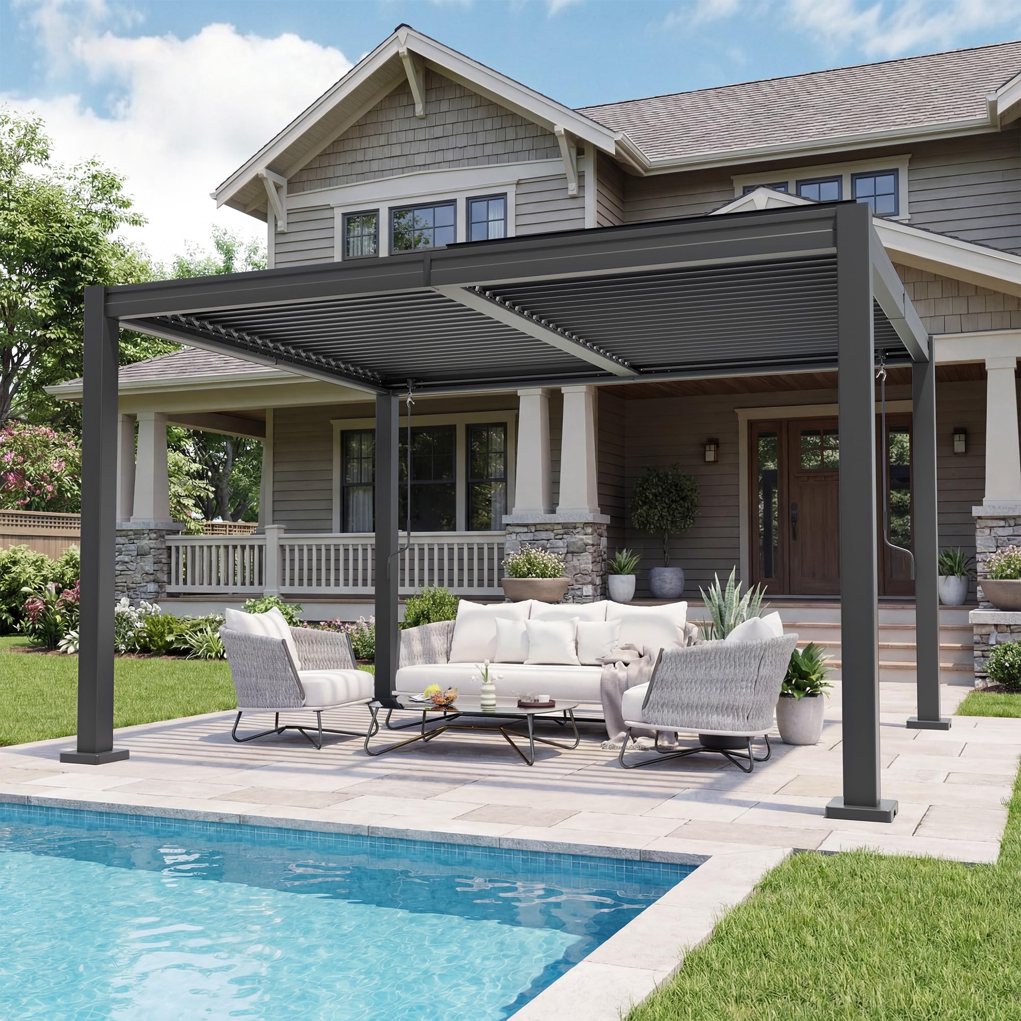 Amazon.com: Polar Aurora 10x12 FT Louvered Pergola, Hardtop Gazebo
