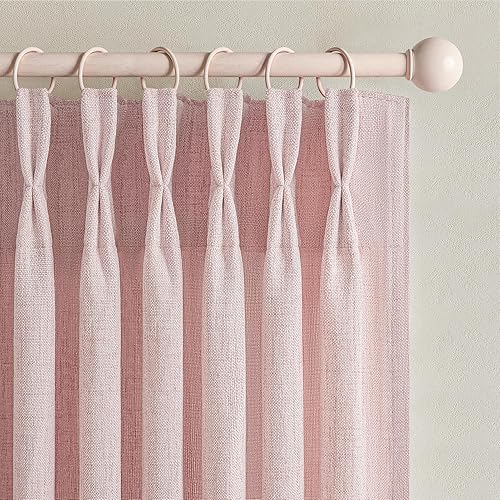 Miniatura 31 de Cortinas de lino plisado elegante de 102 pulgadas de largo para sala de estar/comedor, cortina de lino plisada de 102 pulgadas, filtro de luz que