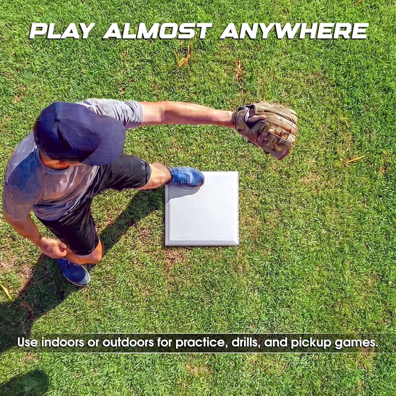 Cannon Sports Waffle Bottom Baseball Base – Heavy Duty Rubber, All-Weather Indoor & Outdoor White Throw-Down Base for Baseball, Softball & Kickball – Non-Slip Bottom for Gym Floors & Fields