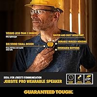 Vista 5 de DEWALT Altavoz Bluetooth Portátil (Versión Actualizada), Altavoz Inalámbrico con Clip para Sitio de Trabajo Pro Resistente al Agua (No Magnético)