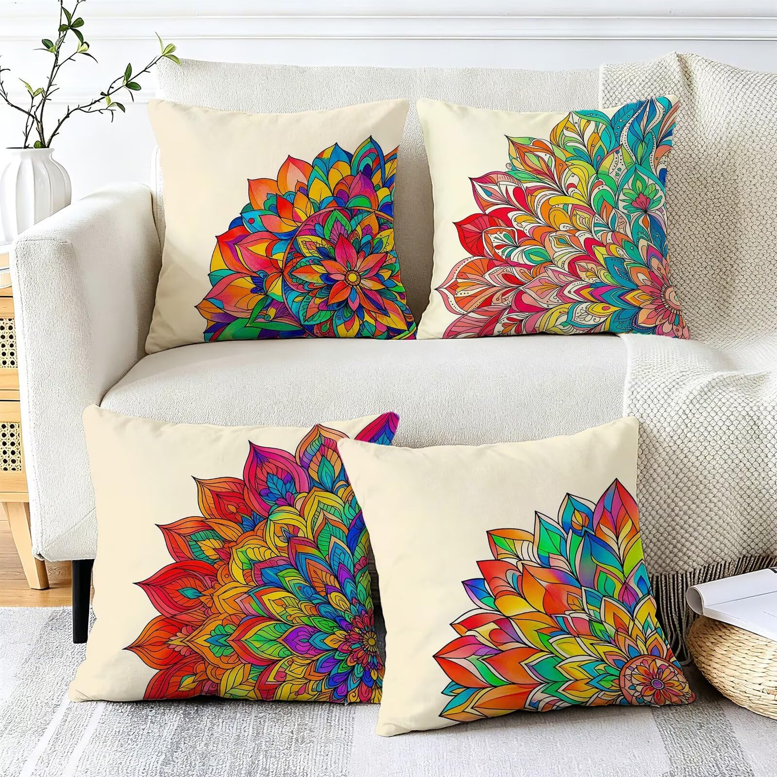 Cojines Exterior Vistoso Funda Almohada 45x45cm Juego de 4, Cod-476