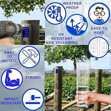 Professional Outdoor Rain Gauge 6 Inch Capacity | For Yard, Heavy Duty
