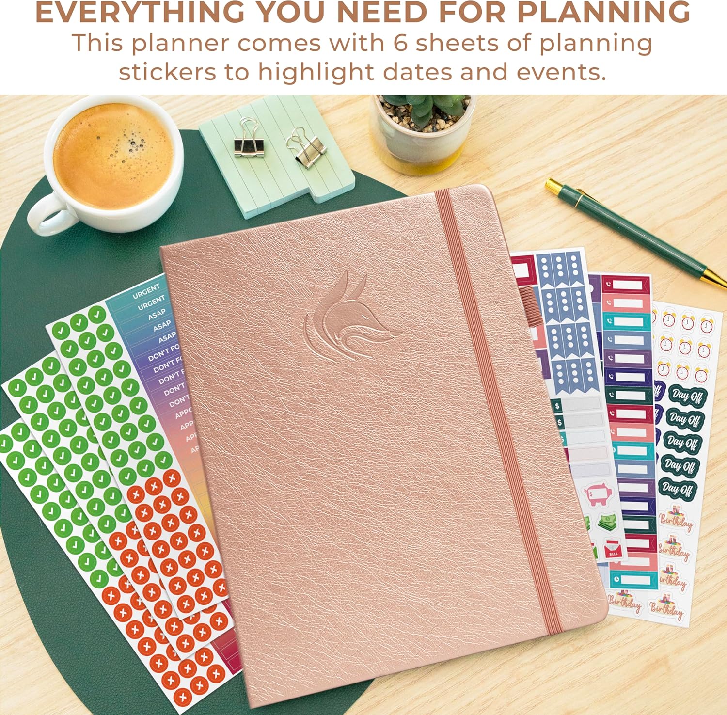 Clever Fox Appointment Book Dated Jan 2026-Jan 2027 – Hourly Schedule Planner with 15-Minute Increments – Time Box Planner for Daily Work & To-Dos – Hardcover, 8.3x11″ (Rose Gold)