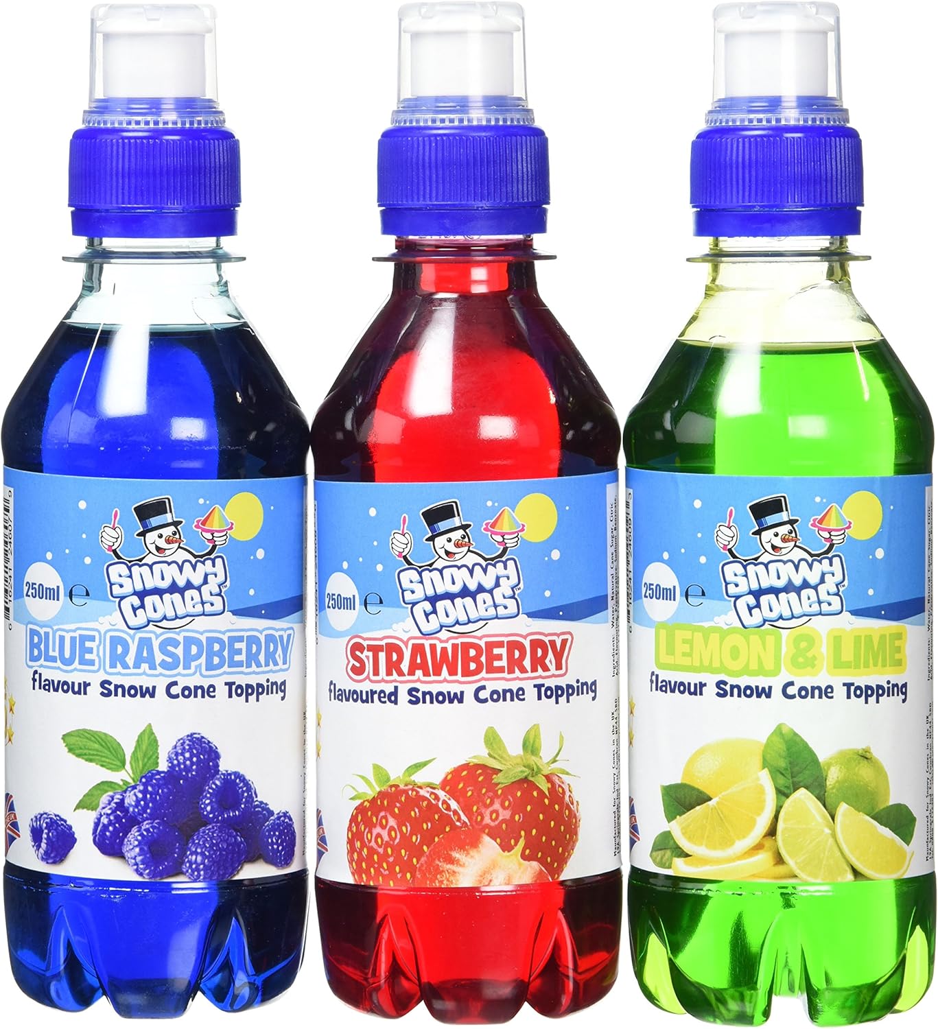 Snowycones Syrup for Snow Cones and Shaved Ice,3 x 250 ml,Blue