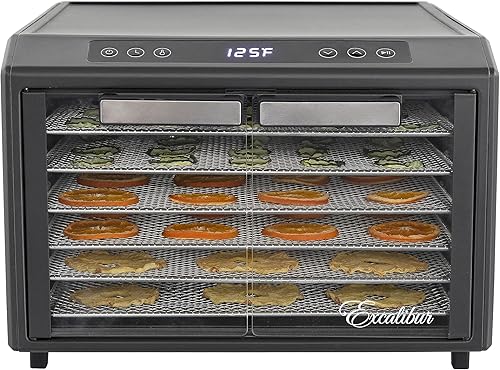 Excalibur Deshidratador eléctrico de alimentos Select Series 6 bandejas con control de temperatura ajustable, incluye bandejas de secado cromadas, disponible en Yaxa Peru