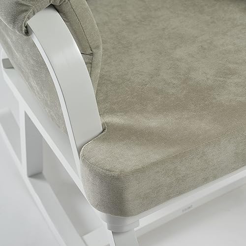 Miniatura 8 de Gxcevsou Mecedora para guardería mecedora de madera de goma simple con cojín y bolsillos moderna silla tapizada de espuma de alta densidad para