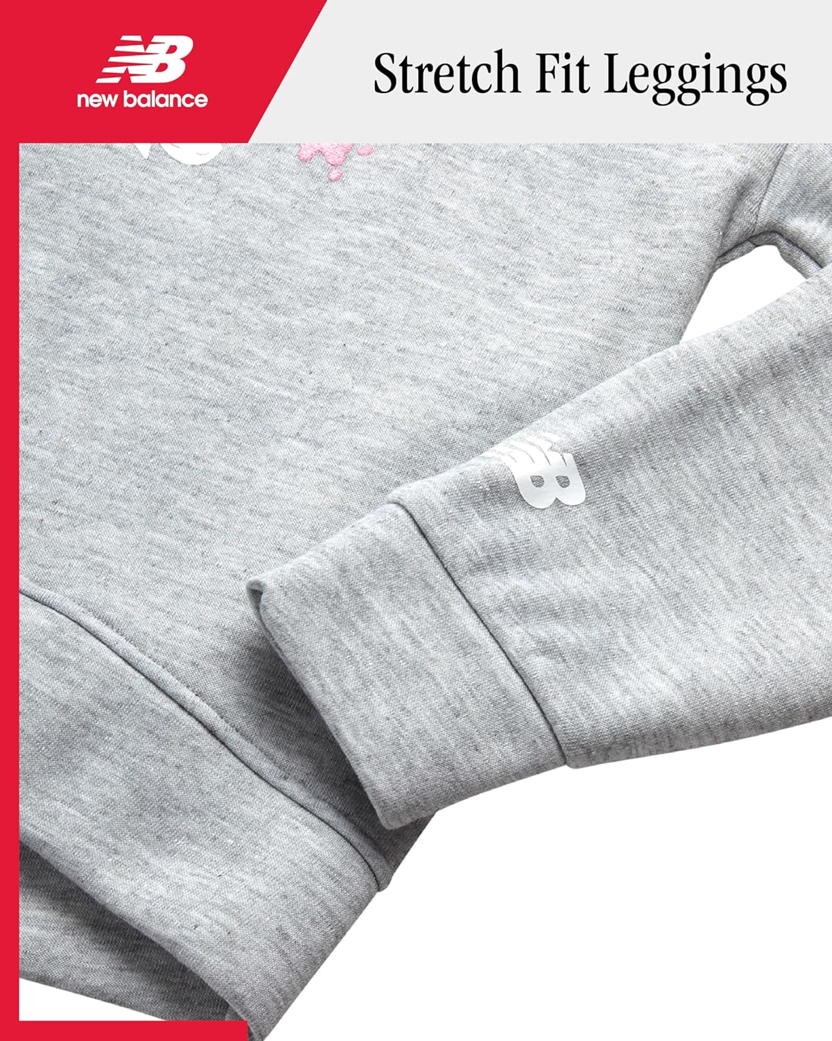 New Balance Active Girls Pants Set - 2 Piece Leggings for Girls and Kids Hoodie Sweatshirt Youth Clothing Set (Sizes: 7-12) - Image 3