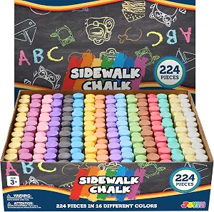 JOYIN 224 PCS Sidewalk Chalk Set Non-Toxic Washable Jumbo Chalk for Outdoor Art and Play