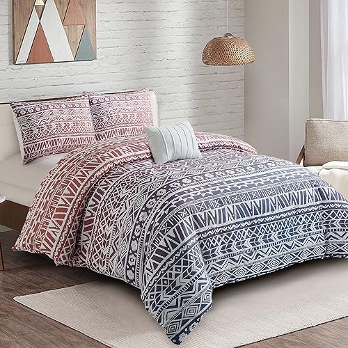 Miniatura 2 de Style Quarters - Juego de edredón tamaño Queen, juego de ropa de cama geométrico bohemio de 4 piezas, juegos de edredón de tamaño queen, juegos de
