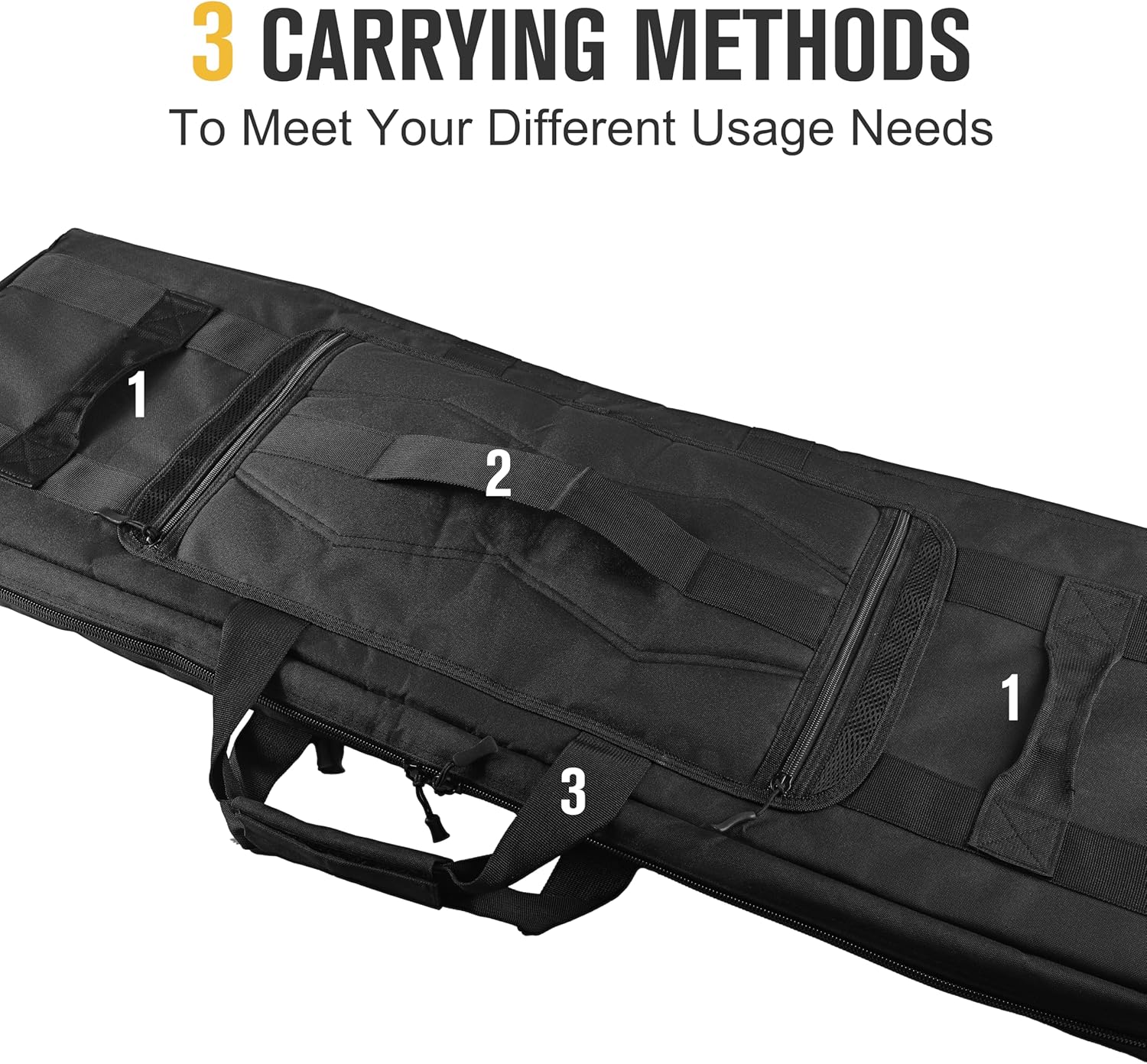 42'' Soft Double Rifle Bag,Tactical Rifle Long Gun Case,Rifle Backpack with 4 Inner Pistol Pockets and Molle System for Range Hunting Shooting