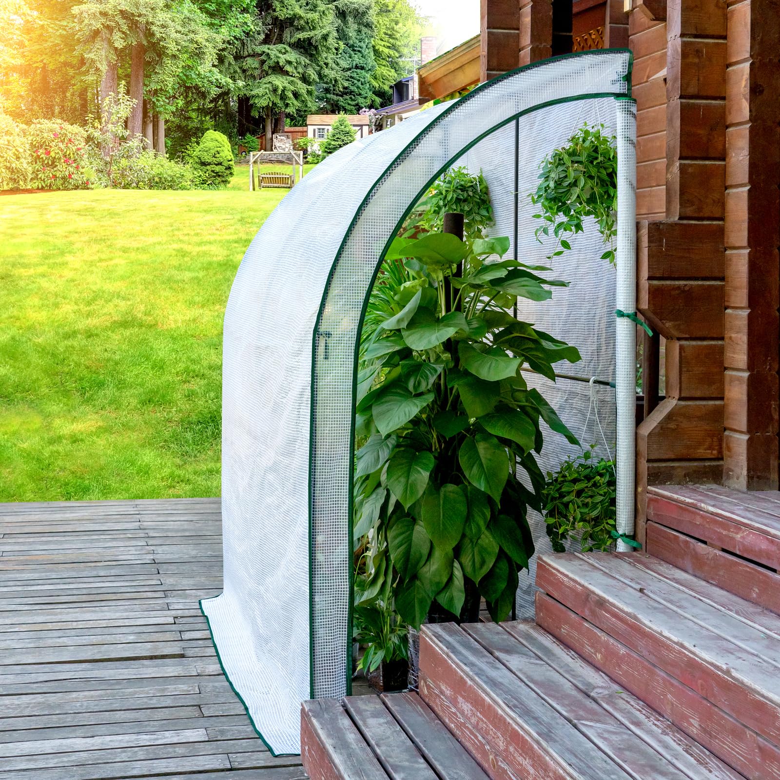 WOLTU Serre de Jardin avec Bâche PE Renforcée Imperméable 140g/m², Tente de Protection pour Plantes, Fleurs et légumes de Toutes Les Saisons, Serre de hivernage Murale, 200x100x210cm, Blanc