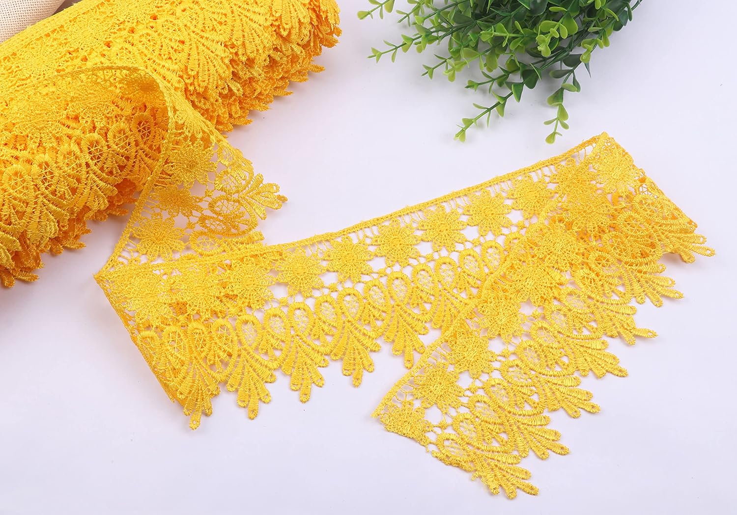 YYCRAFT 5 Yards Pink Lace Edge Trim Wedding Applique DIY Sewing Crafts(Width:3.5 Inch Pink)