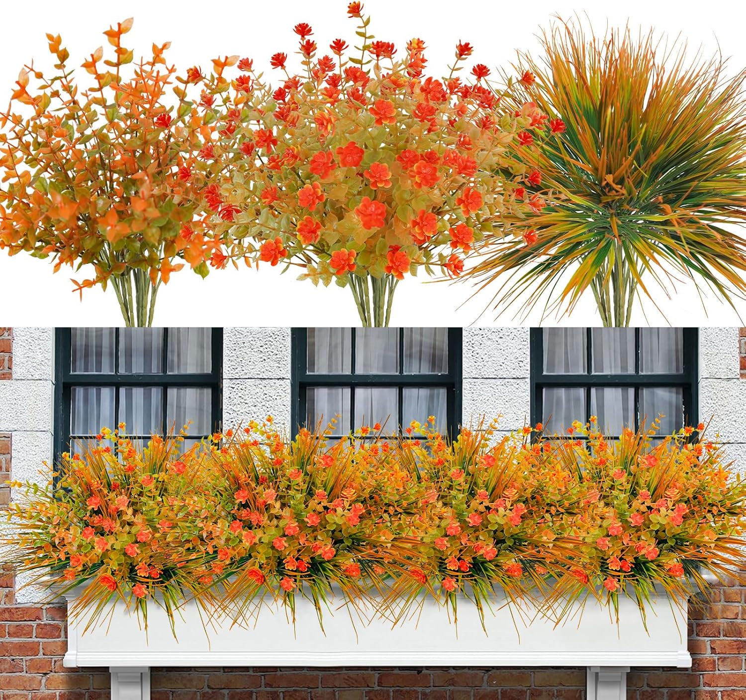 Uieke 20 Bundles Artificial Fall Flowers Outdoor UV Resistant Fake Autumn Flowers No Fade Faux Plastic Plants Thanksgiving Garden Window Box Farmhouse Décor - Image 9