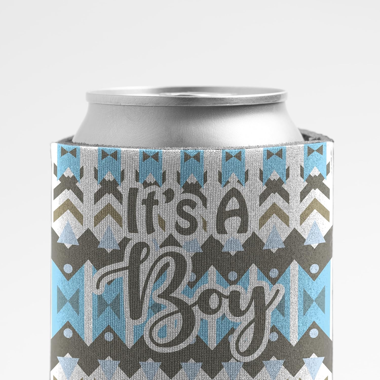 VictoryStore Boho Baby Shower Can Coolers – Sip Sip Hooray Party Favors for Boys – Blue Drink Sleeves – Baby Shower Decorations for 12 oz Cans – Foam Insulated & Reusable