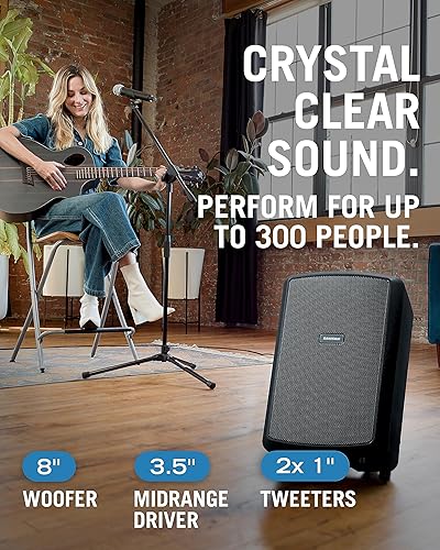 Miniatura 2 de Samson Expedition Explor con sistema de mano inalámbrico, altavoz Bluetooth portátil de 3 vías de 200 vatios y micrófono inalámbrico digital USB