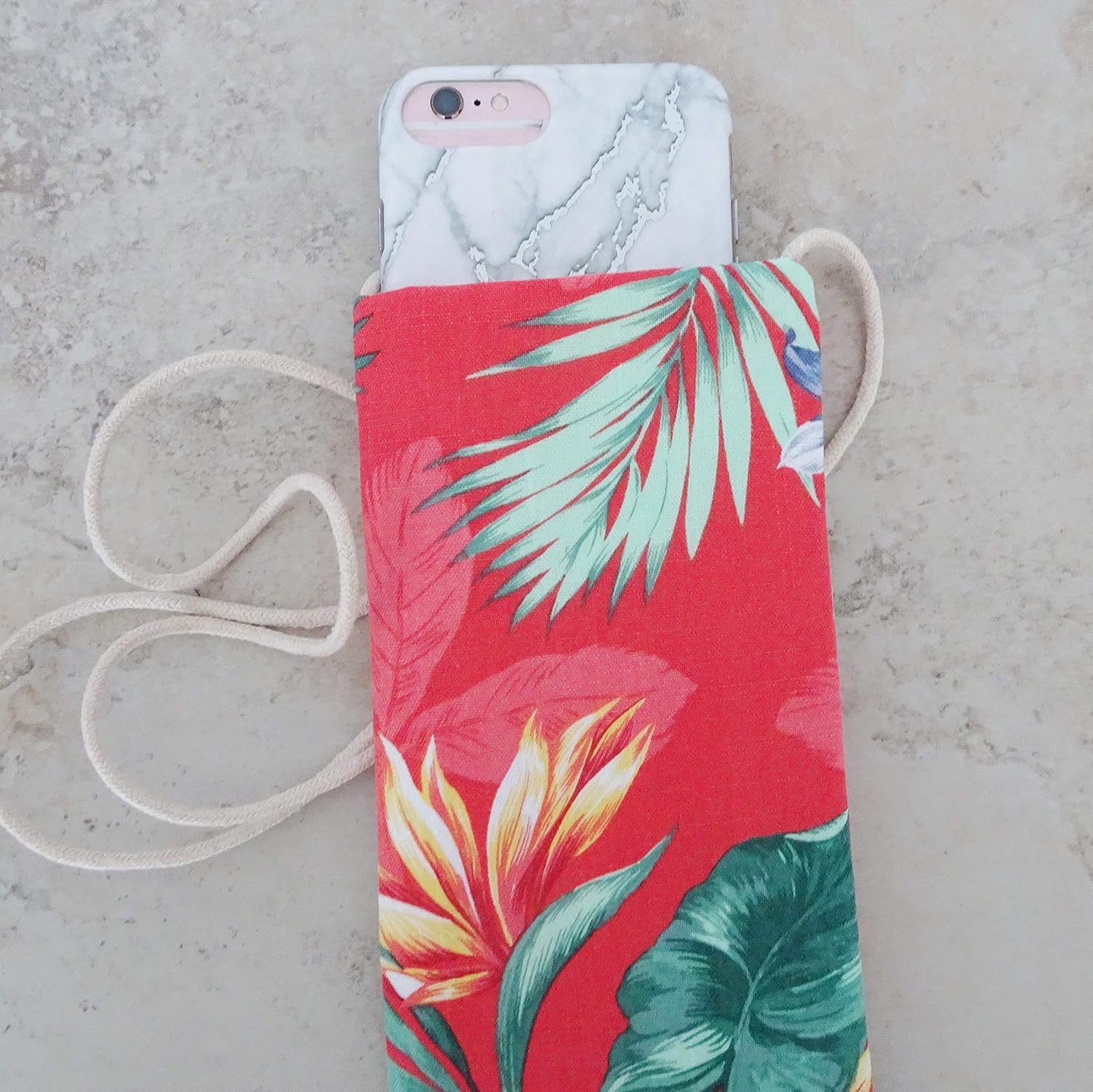 Cell Pouch, Phone Purse, Small Bag for Essentials, Tropical Fabric Purse
