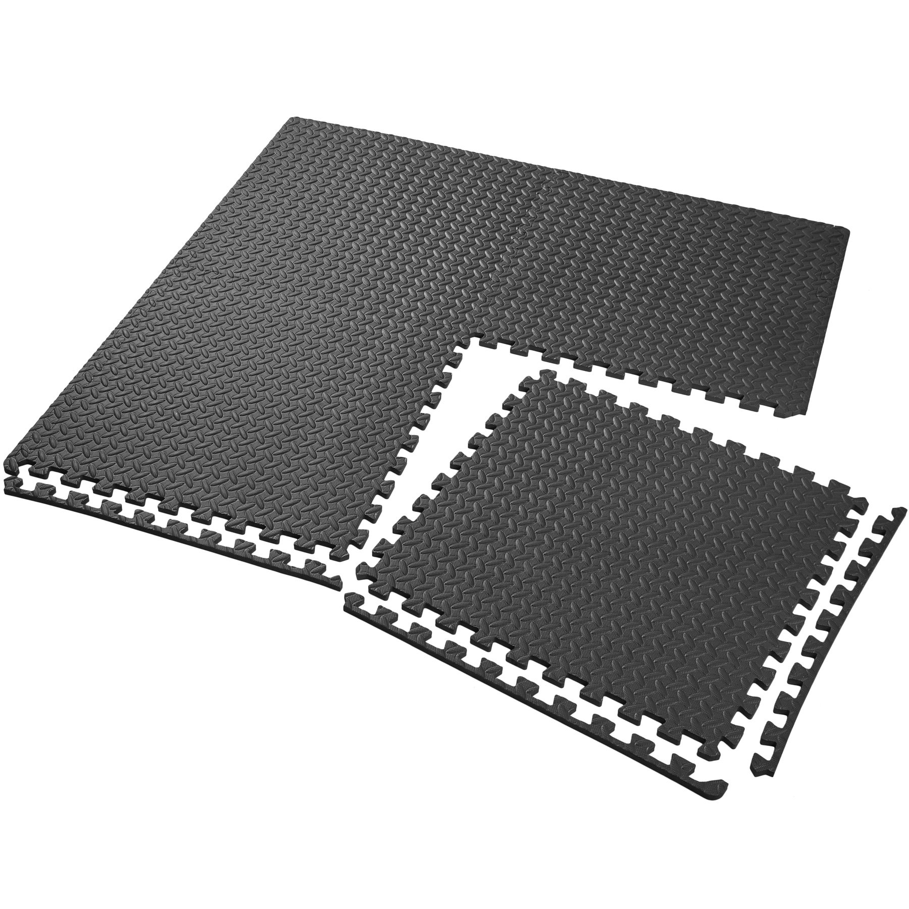 tectake® Set di tappetino palestra di protezione, 61x61 cm cad, tappetino yoga e pilates, EVA espansa, tappeto palestra impermeabili, termoisolanti, insonorizzanti, attrezzi palestra casa - Nero