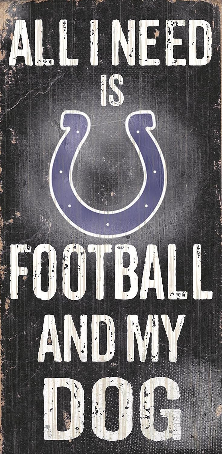 Fan Creations Indianapolis Colts Wood Sign - Football and Dog 6"x12"