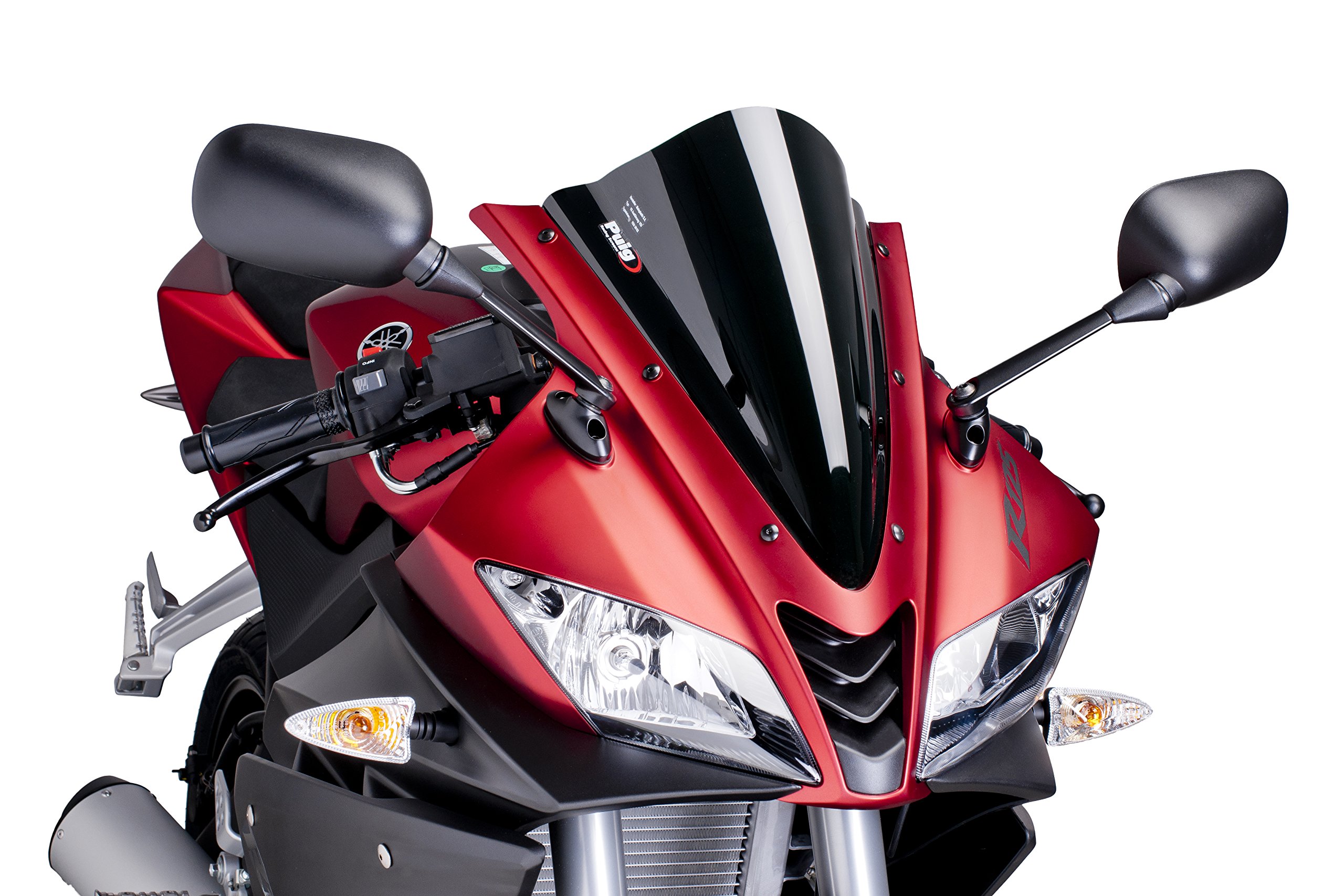 Puig 4637N Cúpula Racing y aerodinámica en acrílico de 3 mm con doble altura que mejora protección del casco y estabilidad a alta velocidad, Negro