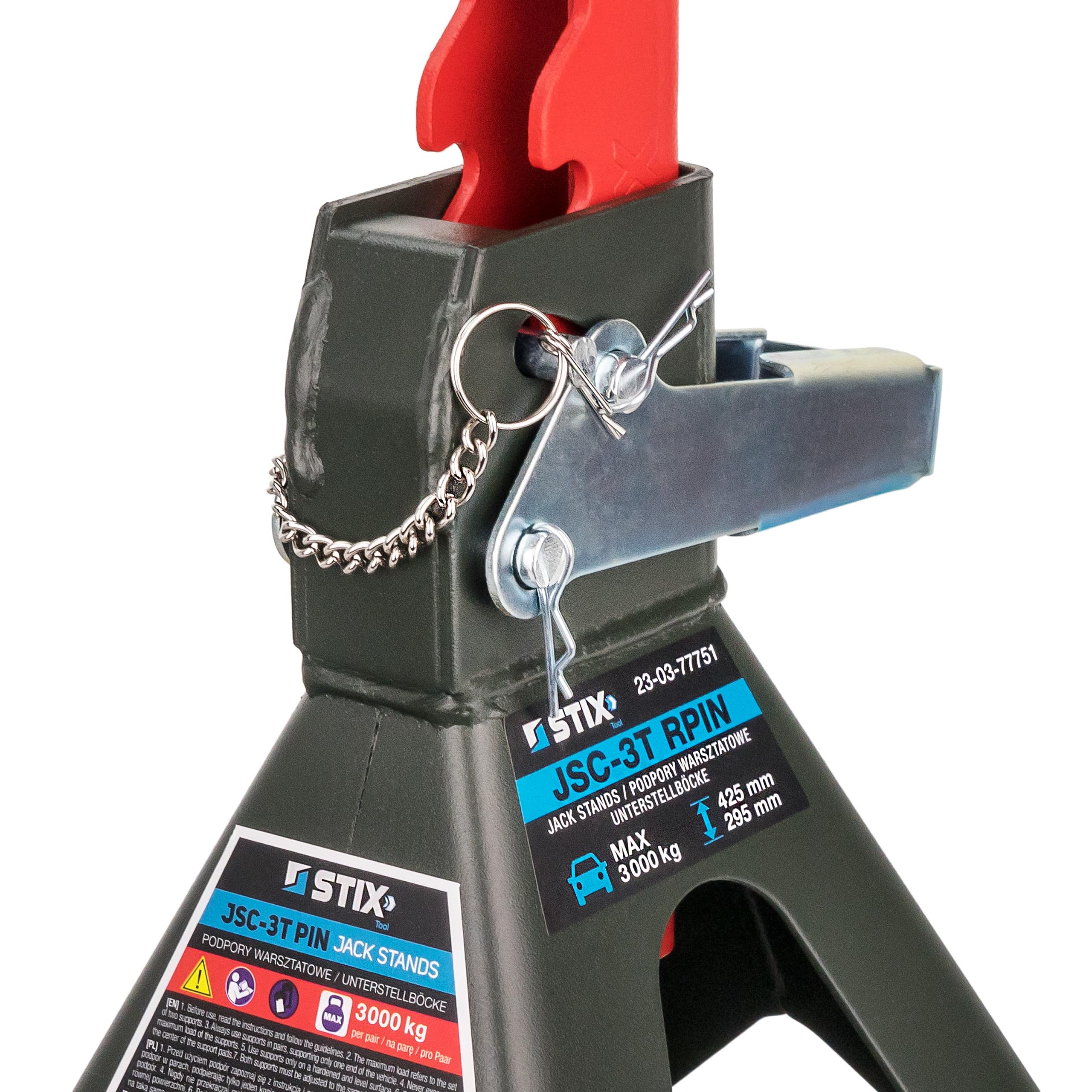 4X Caballetes de apoyo 3T con pinza de seguridad - 4 piezas de gato elevador de pie - Altura ajustable de 275-430 mm - con soporte de goma y doble bloqueo para coches y vehículos