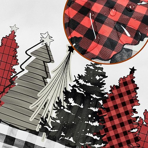 Miniatura 4 de XUIUAN Mantel de Navidad rectangular de 60 x 84 pulgadas, diseño de árboles de Navidad de invierno, mantel a cuadros, lavable, vintage, para cena,