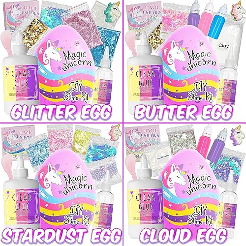 Miniatura 4 de Laevo  Juego de Slime Surprise Unicorn para niñas  Juego de bricolaje todo incluido para hacer slime con 5 secretos  Incluye pegamento, activador y