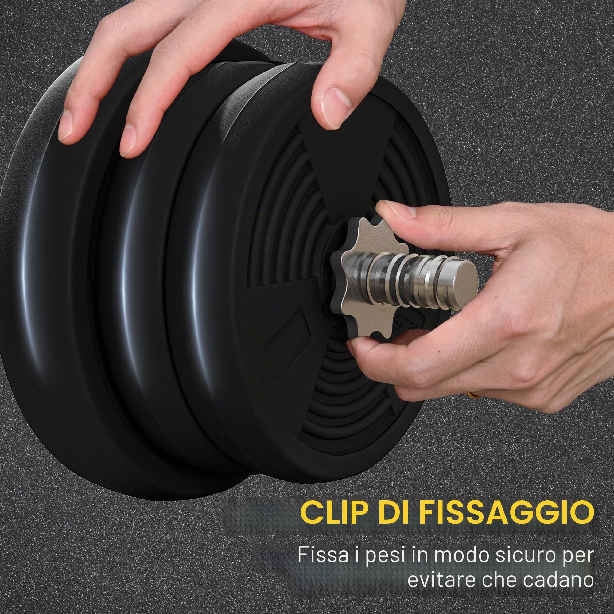 SPORTNOW Set di manubri da 25 kg, bilanciere con dischi di peso da 5 kg e 2,5 kg, barra lunga, con impugnatura antiscivolo, esercizi di fitness a casa e palestra, nero