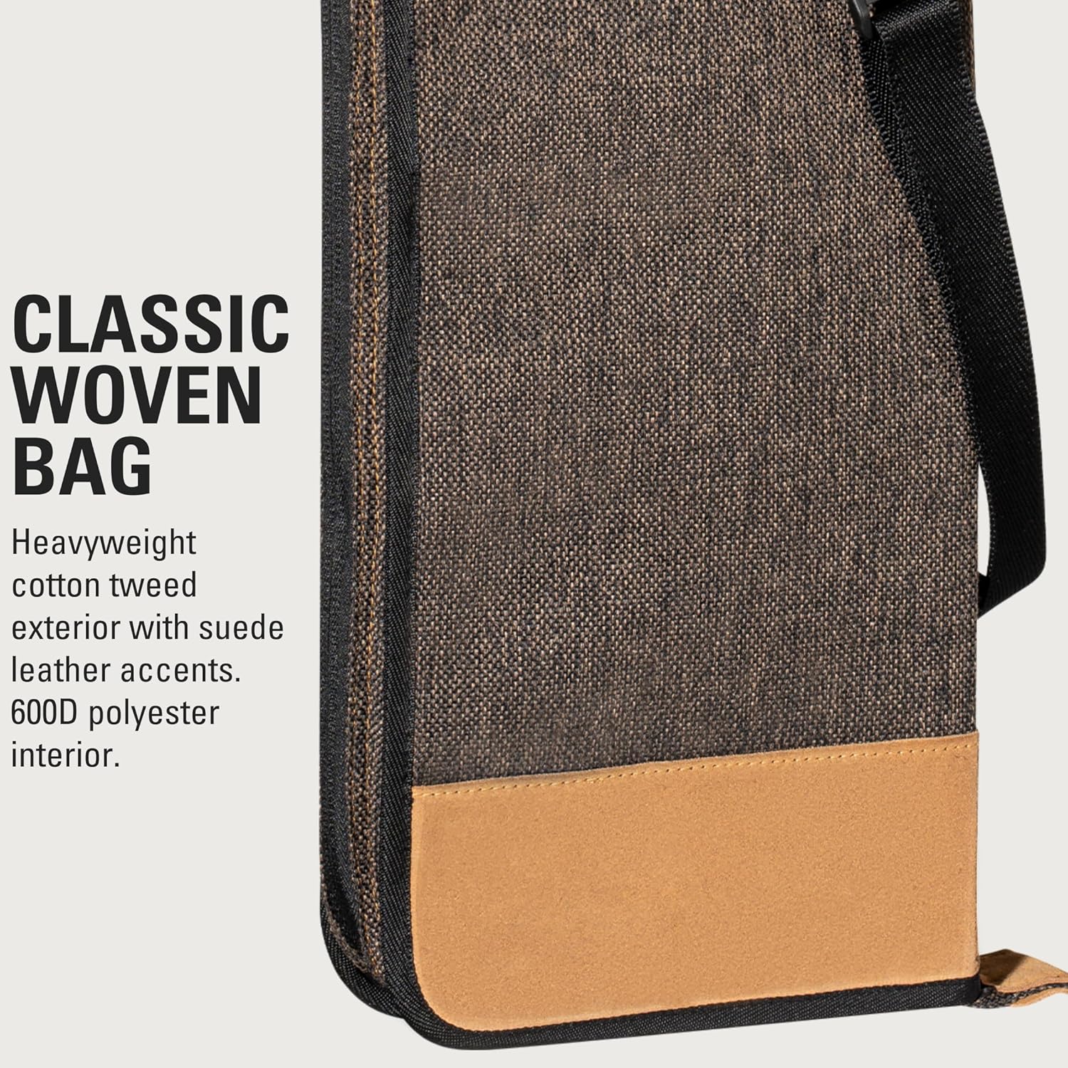 Drumstick Bag — Classic Woven — For Sticks, Mallets, Brushes and Rods, Heavy-Duty Fabric with Shoulder Strap Plus Floor Tom Hooks, 2-YEAR WARRANTY