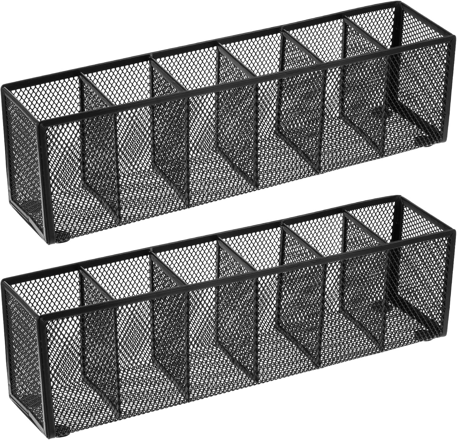 2 Pcs Mesh Desk Organizer Metal Mesh Pen Holder Desktop Stationery Pencil Caddy Organizer Basket