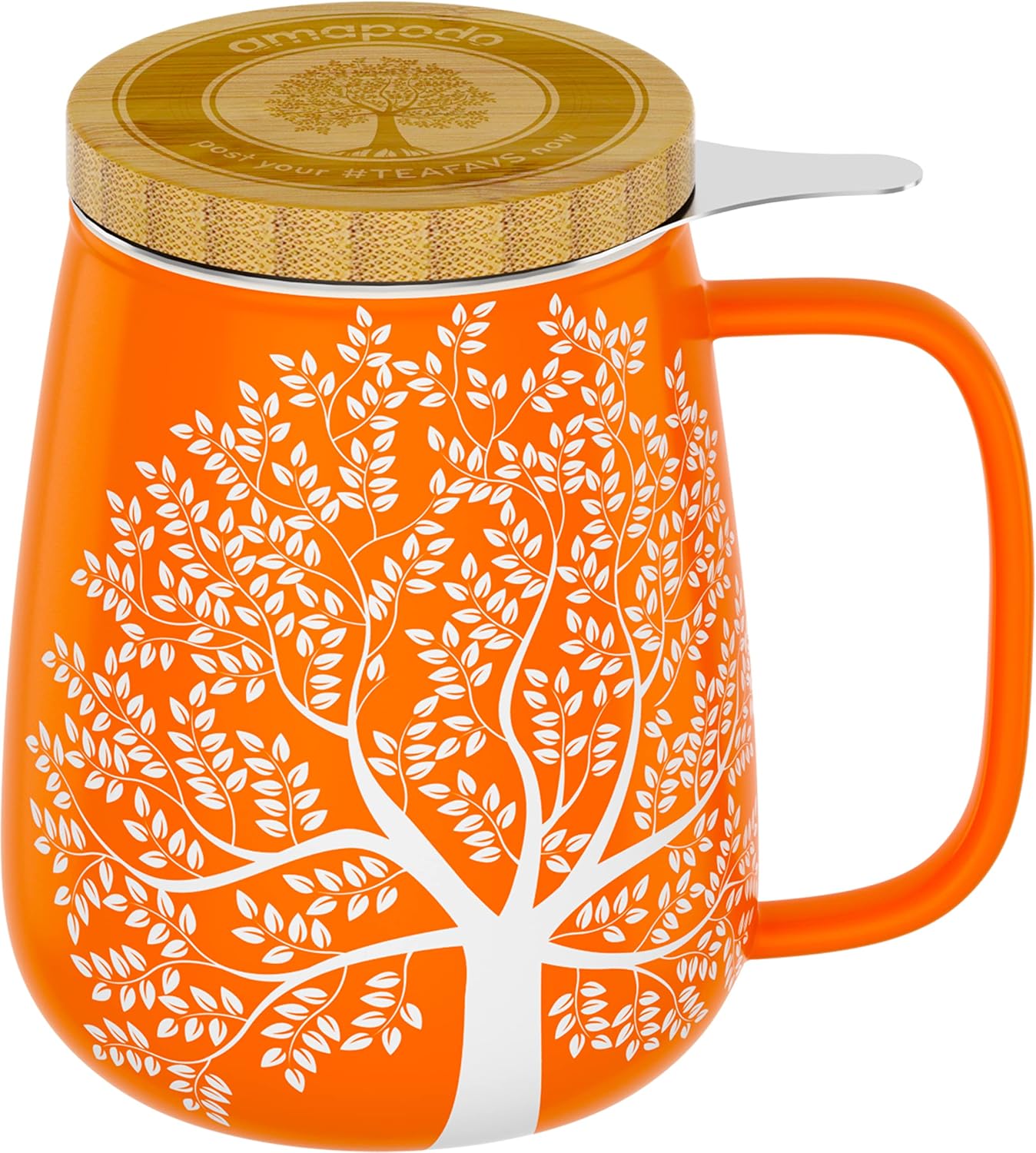 COOLPEI Tazza Da Tè In Ceramica Con Infusore E Coperchio - Manico In Legno, Filtro In Acciaio Inox, Design Con Giada Ispirata Alla Natura, Regalo Personalizzato