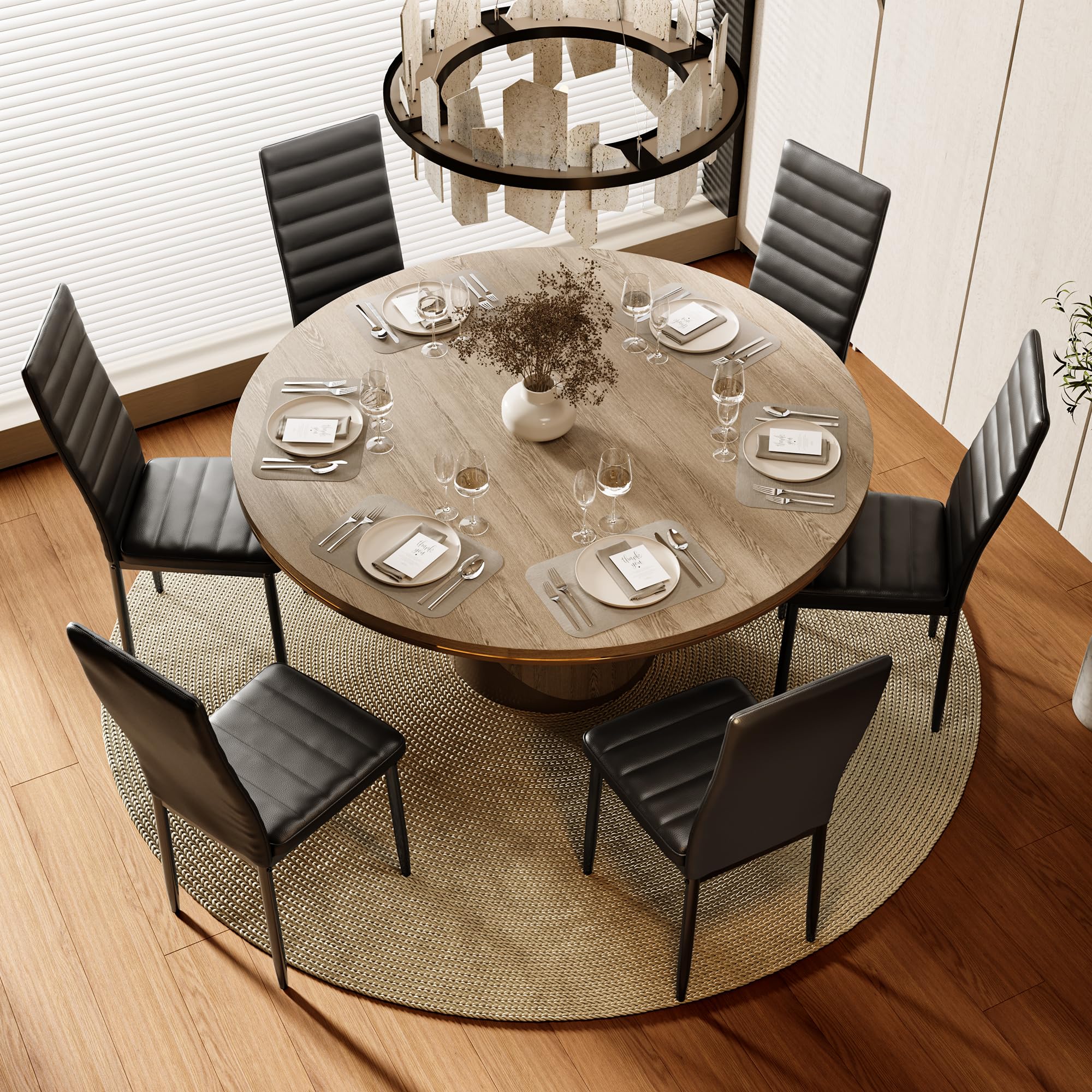 Bealife Set di 6 Sedie da Pranzo, Set di Sedie da Sala da Pranzo per Cucina, Sala da Pranzo, Sedia da Pranzo con Schienale Alto in Ecopelle (Nero - Ecopelle, Set da 6)
