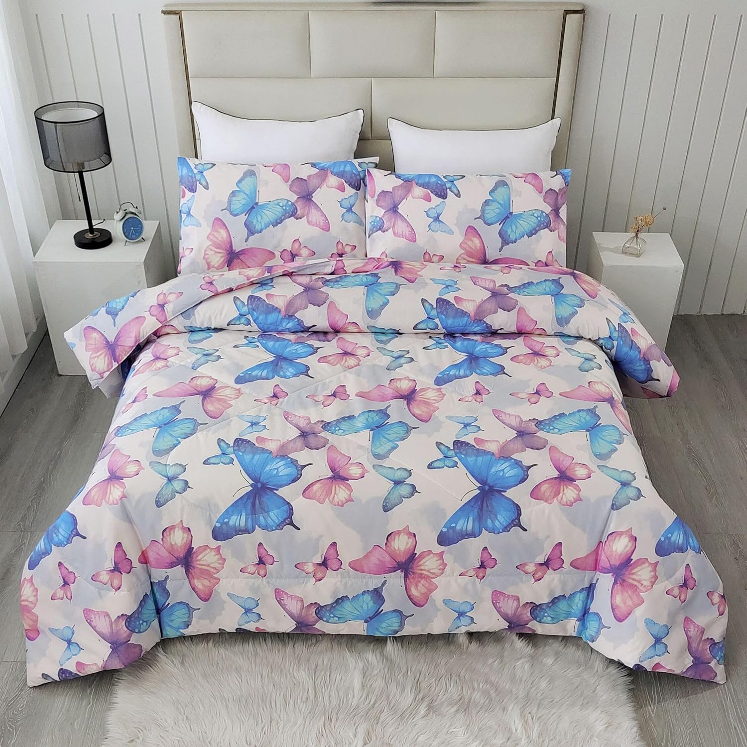 SDIII 3PCS Colorful Butterfly Comforter Set Twin, Soft Microfiber Lightweight Butterfly Comforter Twin, Butterflies Bedding for Girls Boys Kids Teens - Image 5