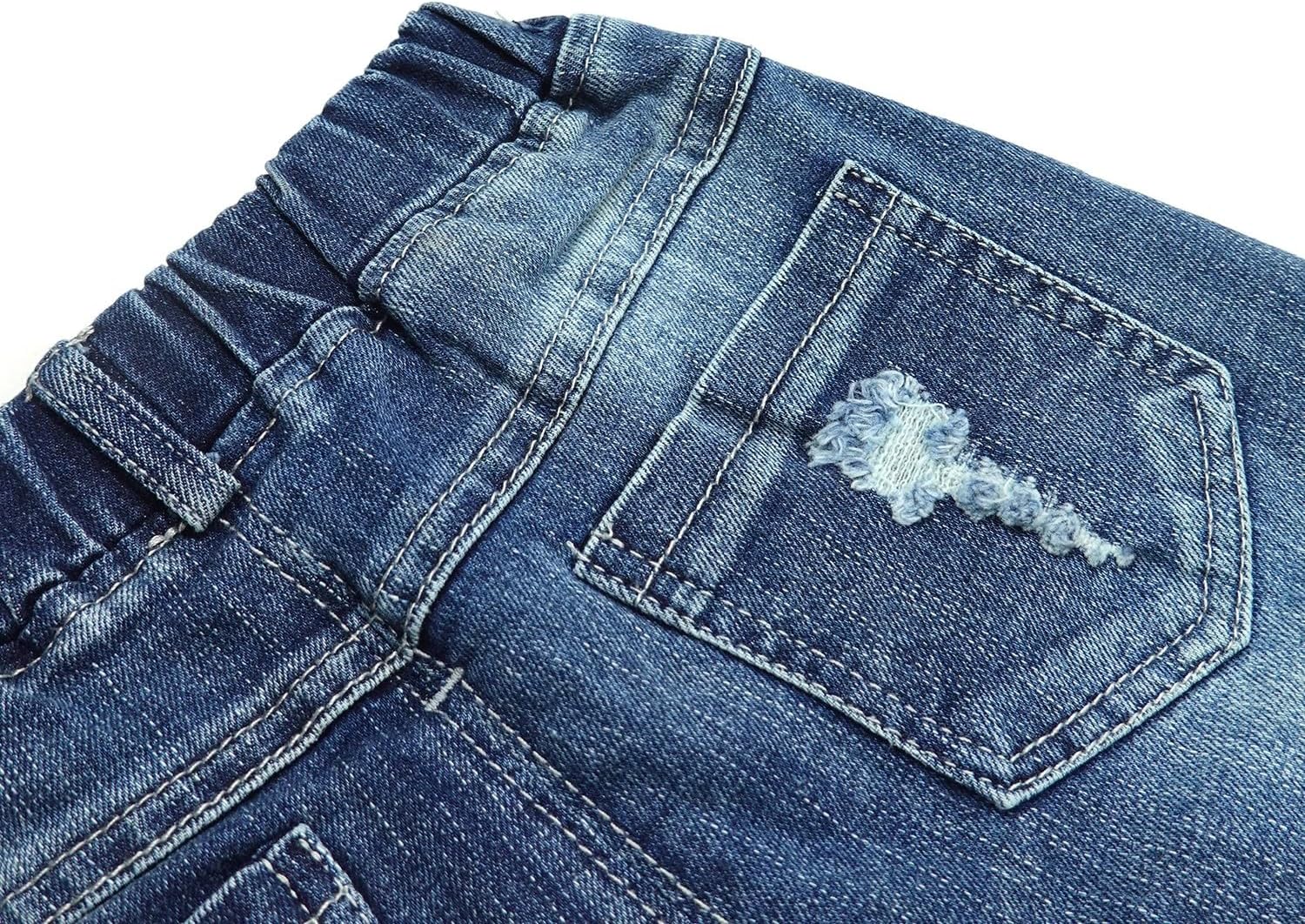 Little Kid Jeans, Baby Boys Girls Elastic Waist Ripped Denim Pants