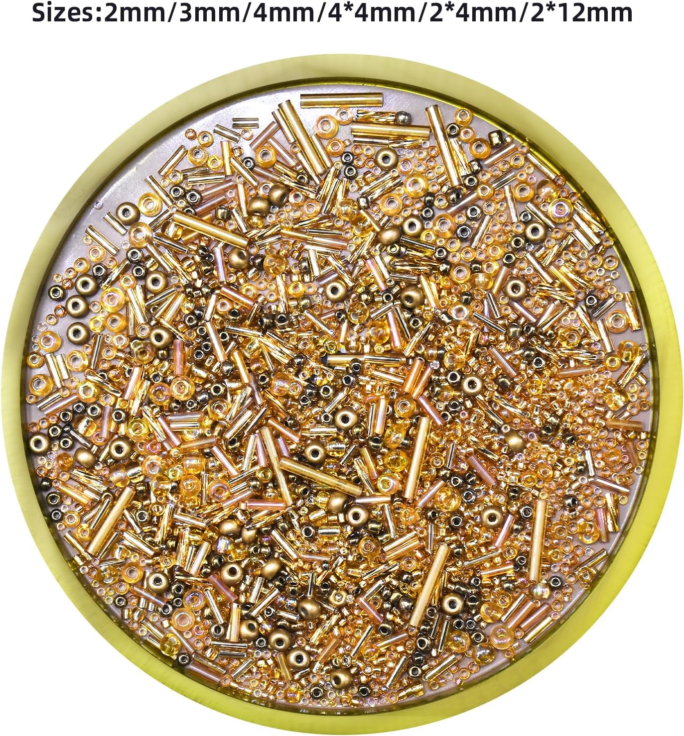 2000PCS Mixed Glass Bugle Beads Glass Gold Seed Micro Tube Bead 1.5-4.5mm Small Gold Embroidery Beads for Jewelry Making - Image 4